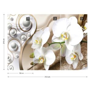 Fototapeta GLIX - 3D Swirl Flowers Orchids Vliesová tapeta - 312x219 cm