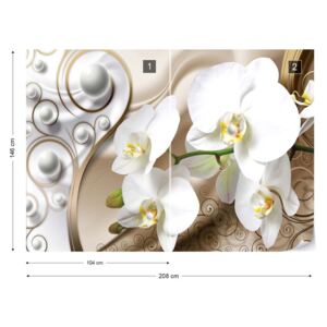 Fototapeta GLIX - 3D Swirl Flowers Orchids Vliesová tapeta - 208x146 cm