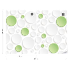 Fototapeta GLIX - 3D Green And White Circles Vliesová tapeta - 208x146 cm