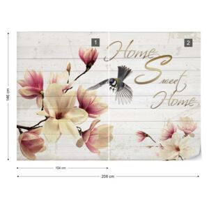 Fototapeta GLIX - Magnolia Flowers "Home Sweet Home" Vliesová tapeta - 208x146 cm