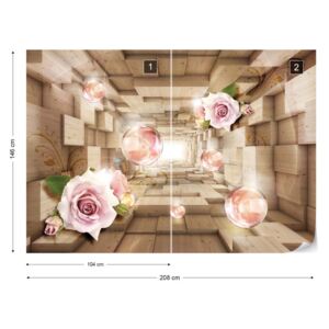 Fototapeta GLIX - 3D Tunnel Roses Vliesová tapeta - 208x146 cm