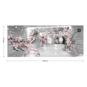 Fototapeta GLIX - 3D Tunnel Flowers Sparkles Bubbles Vliesová tapeta - 250x104 cm
