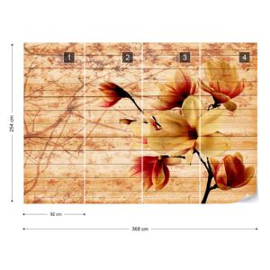 Fototapeta GLIX - Magnolia Flowers Farmhouse Vliesová tapeta - 368x254 cm