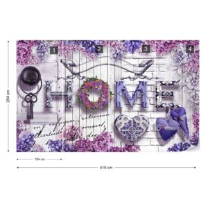 Fototapeta GLIX - Home Purple Flowers Vintage Farmhouse Chic + lepidlo ZADARMO Vliesová tapeta - 416x254 cm