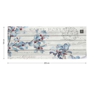 Fototapeta GLIX - Blue Flowers Vintage Vliesová tapeta - 250x104 cm