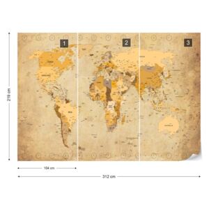 Fototapeta GLIX - Vintage World Map Vliesová tapeta - 312x219 cm