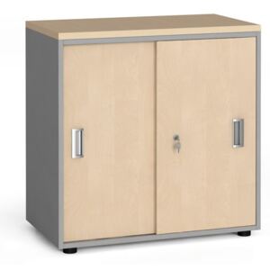 Kancelárska skriňa so zasúvacími dverami, 740x800x420 mm, breza