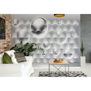 Fototapeta - 3D Grey And White Design Vliesová tapeta - 416x254 cm