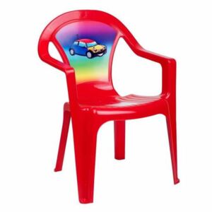Detský záhradný nábytok - Plastová stolička červená auto 30922