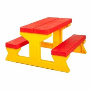 Detský záhradný nábytok - Stôl a lavičky červeno-žltý 26915