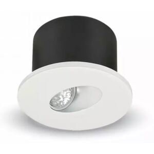 V-TAC Zapustené biele okrúhle LED svietidlo na schody 3W, Neutrálna biela 4000 - 4500K