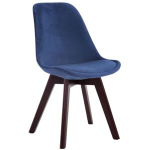 Stolička Borne V2 ~ zamat, drevené nohy orech Farba Modrá