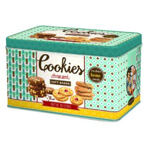 Plechová dóza na sušienky cookies 22x14x13cm barva: zelená, velikost: 22x14x13