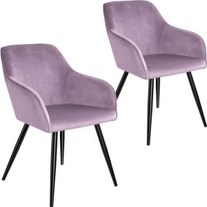 Tectake 404030 2 stoličky marilyn v zamatovom vzhľade - ružová/čierna