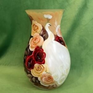 Darčeky.Online Maľovaná váza Páv ovál
