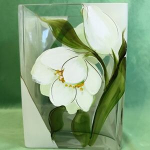 Darčeky.Online Maľovaná váza biely kvet