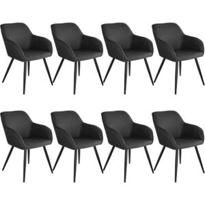 Tectake 404077 8x stolička marilyn stoff - antracit-čierna