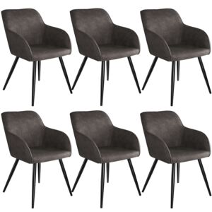 Tectake 404080 6x stolička marilyn stoff - tmavo šedá-čierna