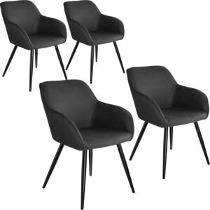 Tectake 404075 4x stolička marilyn stoff - antracit-čierna