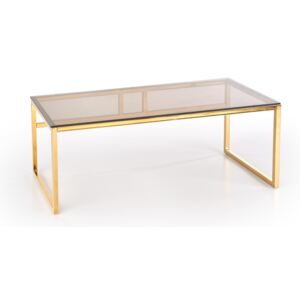 HALMAR Marlin sklenený konferenčný stolík hnedá / zlatá