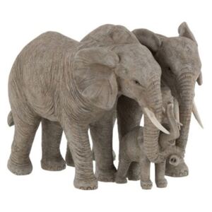 Slony šedé so sloníčatmi socha dekorácia 2ks set YELLOW MELLOW