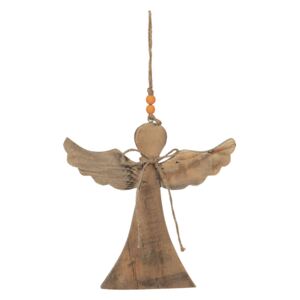 Závesný drevený dekoračné anjel - 23 * 2 * 25 cm