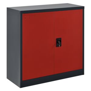 [en.casa] Kancelárska skrinka "Terni" ABOI-5604 tmavo sivá / červená na zámok