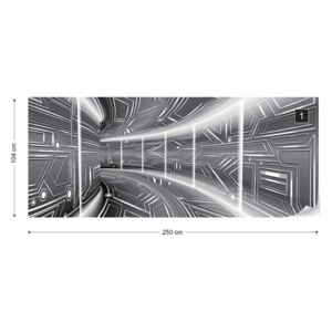 Fototapeta GLIX - 3D Tech Tunnel Grey 2 Vliesová tapeta - 250x104 cm