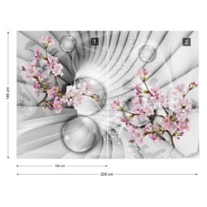Fototapeta GLIX - 3D Flowers And Bubbles Tunnel View Vliesová tapeta - 208x146 cm