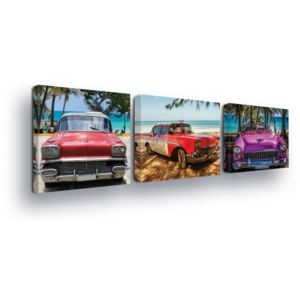 Obraz na plátne - Retro Cars 3 x 25x25 cm