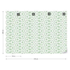 Fototapeta GLIX - Green Geometric Retro Pattern Vliesová tapeta - 416x290 cm