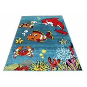 MAXMAX Dětský koberec Veselá rybička - modrý