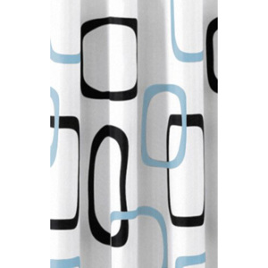 Aqualine ZP004 sprchový záves 180x200cm, polyester, biely/čierny/modrý