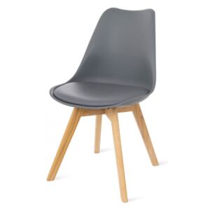 Sivá stolička s bukovými nohami loomi.design Retro