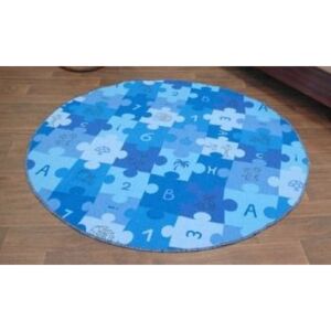 MAXMAX Detský guľatý koberec PUZZLE modrý