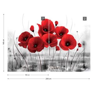 Fototapeta GLIX - Red Poppies Vliesová tapeta - 208x146 cm