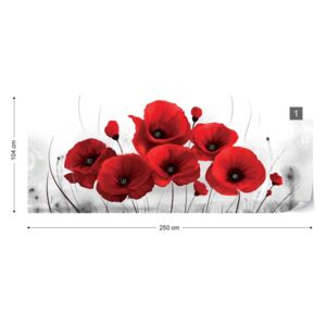 Fototapeta GLIX - Red Poppies Vliesová tapeta - 250x104 cm