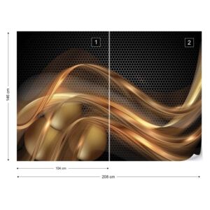 Fototapeta GLIX - 3D Gold Swirl Black Vliesová tapeta - 208x146 cm