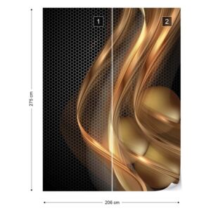 Fototapeta GLIX - 3D Gold Swirl Black + lepidlo ZADARMO Vliesová tapeta - 206x275 cm