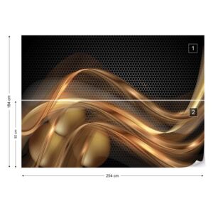 Fototapeta GLIX - 3D Gold Swirl Black Vliesová tapeta - 254x184 cm