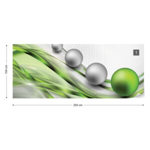 Fototapeta GLIX - Abstract 3D Silver And Green + lepidlo ZADARMO Vliesová tapeta - 250x104 cm