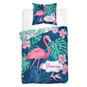 Detexpol Bavlněné licenční povlečení 140x200+70x80 - Plameňák Flamingo tropical