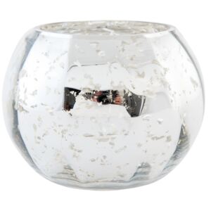 Strieborný sklenený svietnik na čajovú sviečku - ∅ 11 * 10 cm