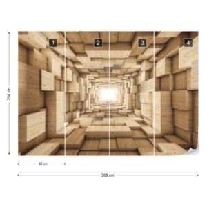 Fototapeta GLIX - 3D Wood Tunnel Optical Illusion Vliesová tapeta - 368x254 cm