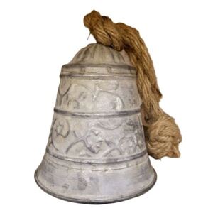 Šedý plechový zvonček s patinou - Ø 12*15cm