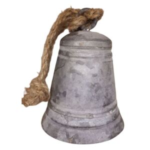 Šedý plechový zvonček s patinou I - Ø 7 * 10 cm