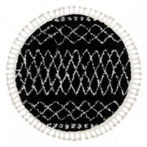 Kusový koberec Shaggy Etnic čierny kruh, Velikosti 160cm