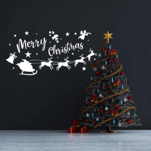 Merry Christmas Santa I. - samolepka na zeď Biela 50 x 25 cm