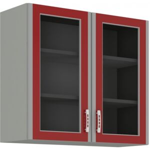 Horné skrinky do kuchyne 80 cm 15 - SCARLET - Bordo / Lišty Hliníkové
