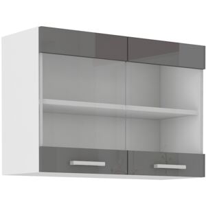 Kuchynská skrinka s presklenými dvierkami 80 cm 20 - STORM - Šedá lesklá